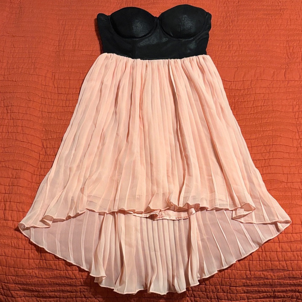 Material Girl Flirty Black and Pink Strapless Dress